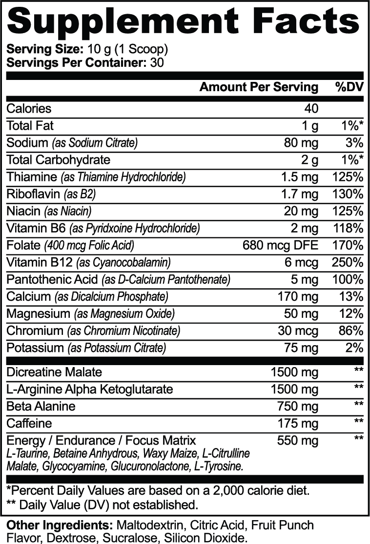 MEKLAU Nitric Shock Pre-Workout Powder (Fruit Punch) Vis Aeterna