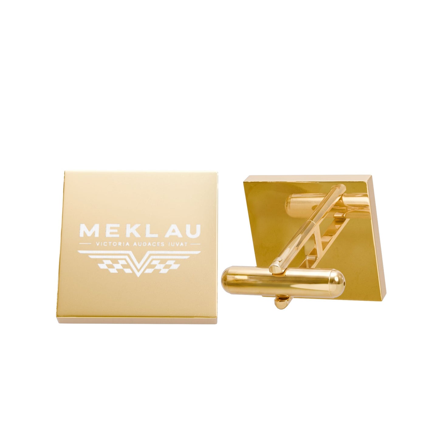 MEKLAU Square Engraved Cufflinks - VICTORIA AUDACES IUVAT Personalized Accessories
