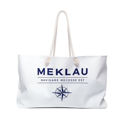 MEKLAU Weekender Bag - Nautical Tote with Compass & "Navigare Necesse Est"