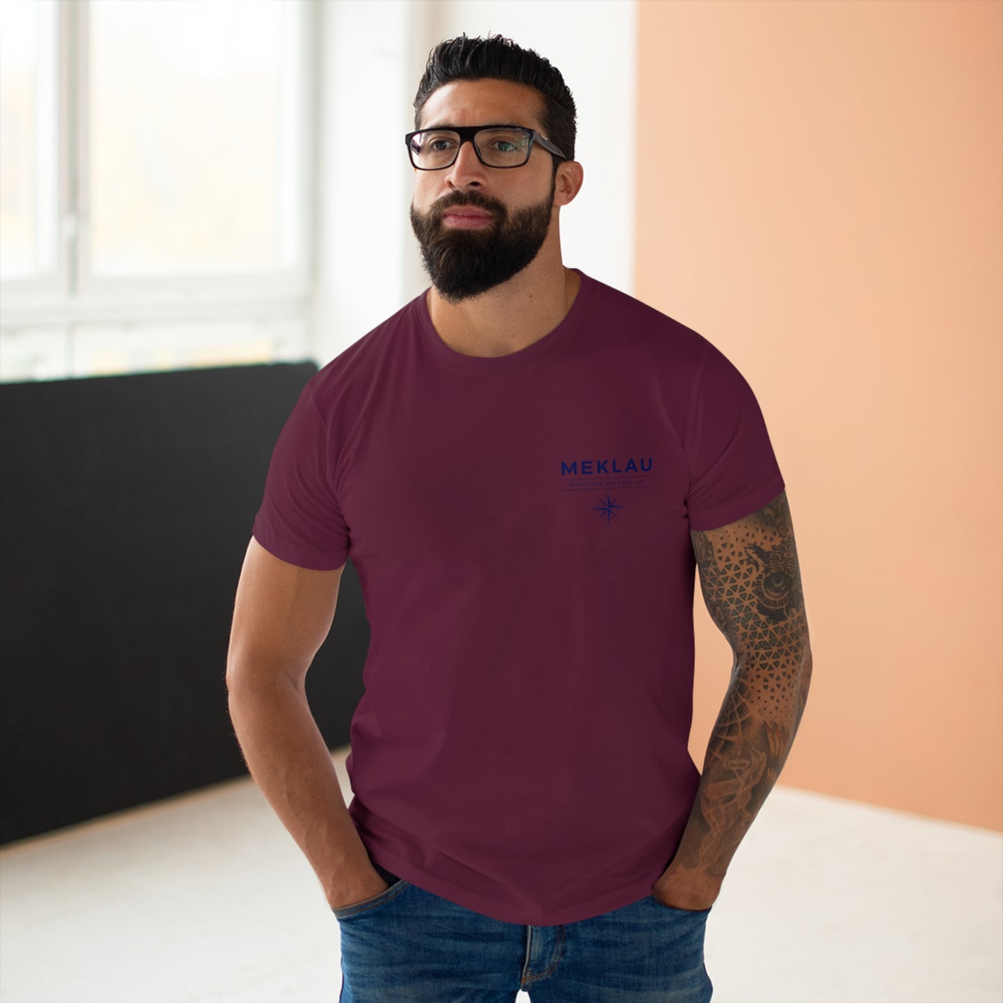MEKLAU Compass T‑Shirt - Navigare Necesse Est Nautical Men's Tee