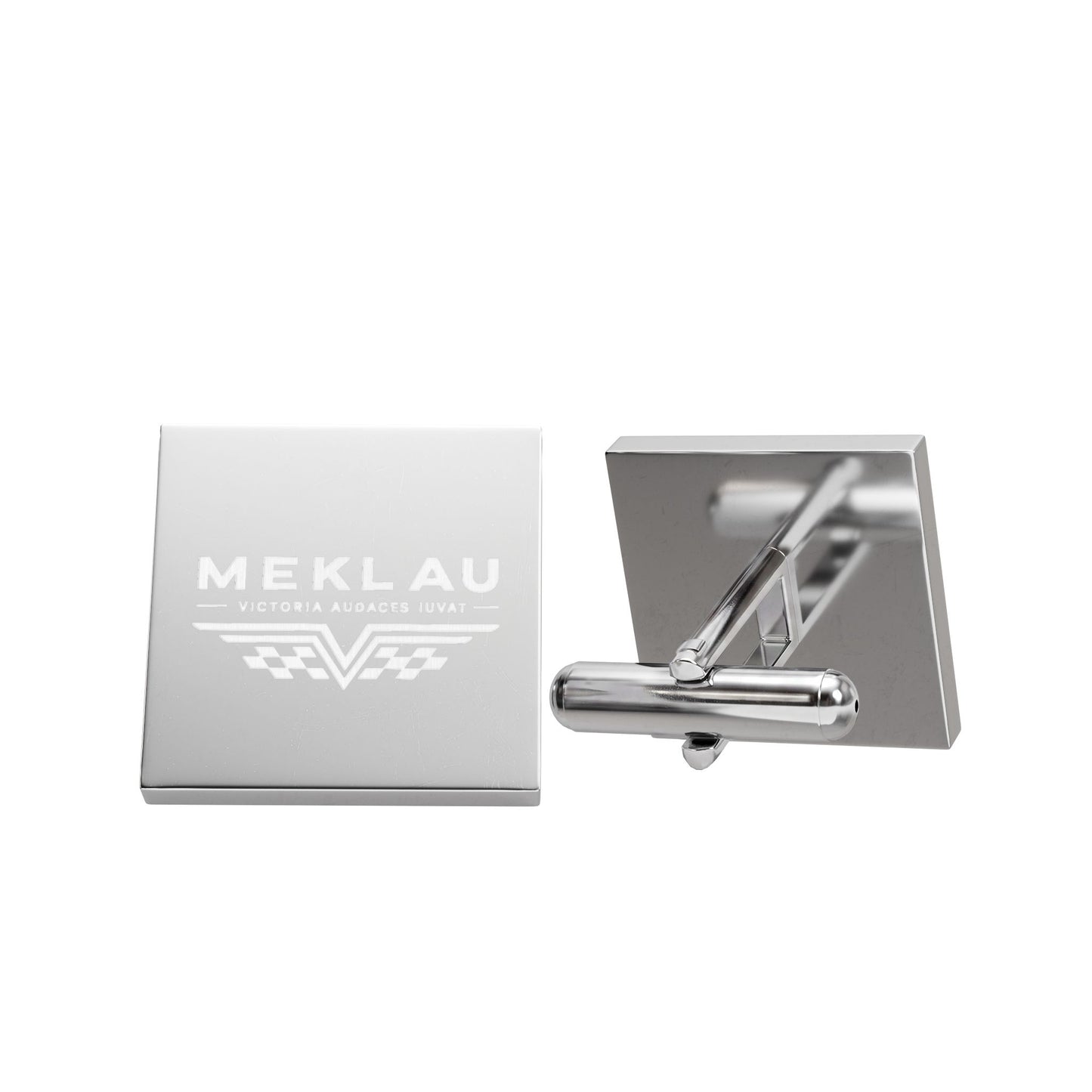 MEKLAU Square Engraved Cufflinks - VICTORIA AUDACES IUVAT Personalized Accessories