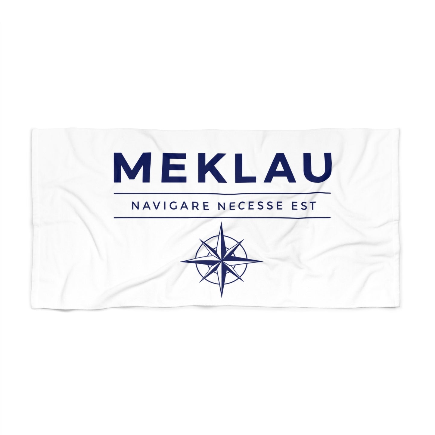 MEKLAU Nautical Compass Beach Towel -  “Navigare Necesse Est” Coastal Towel