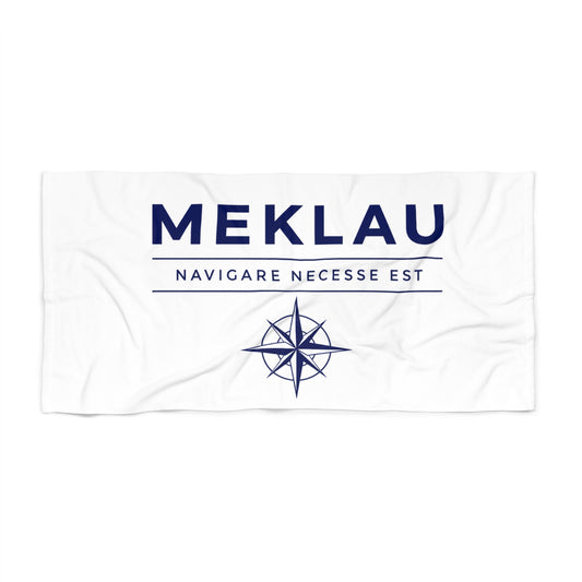 MEKLAU Nautical Compass Beach Towel -  “Navigare Necesse Est” Coastal Towel